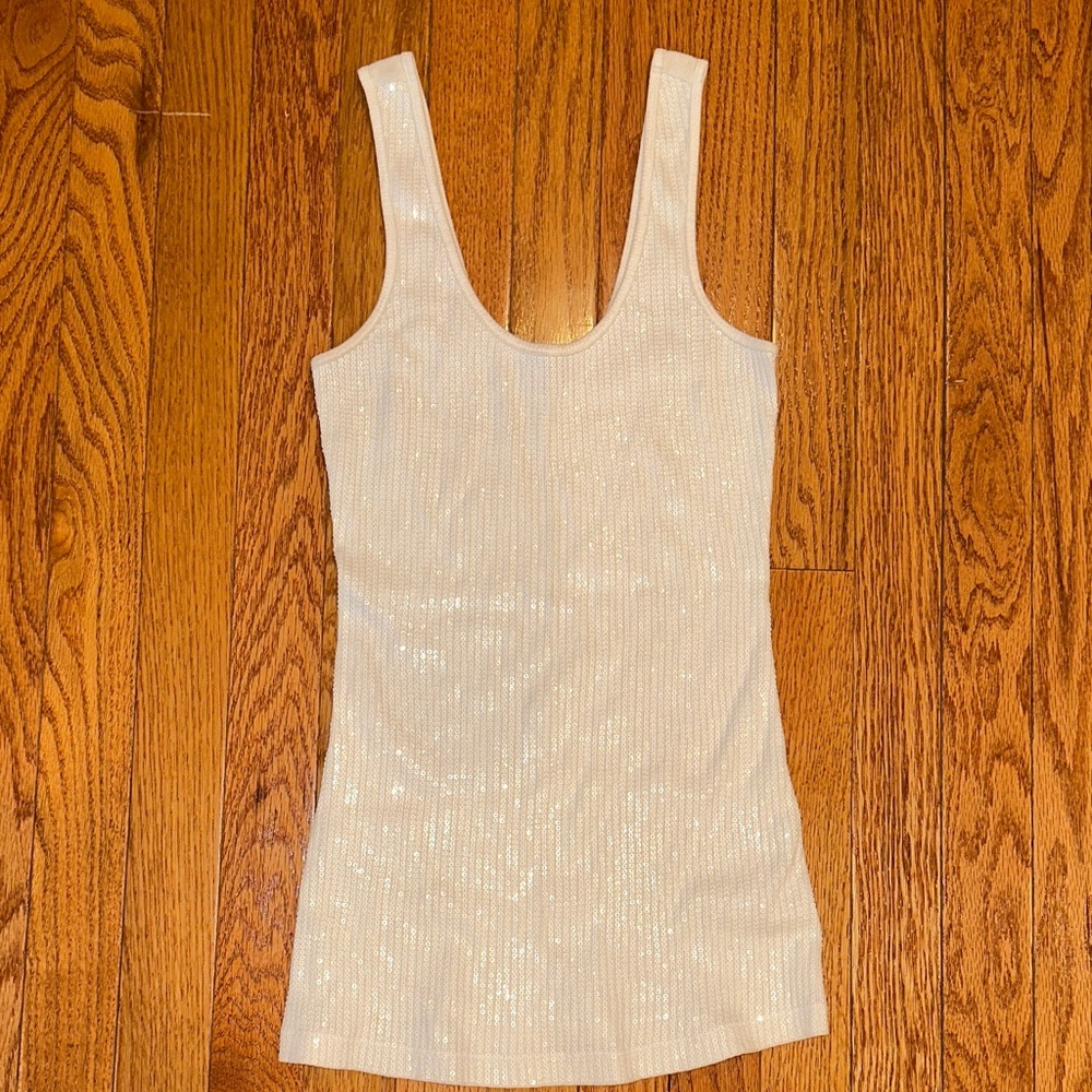 Express White Sequin Tank Top